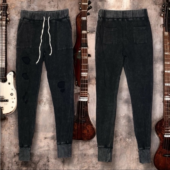 POL Ripped Distressed Joggers Sz S Gray Pants Destroyed Grunge Rockabilly Punk - Picture 1 of 9